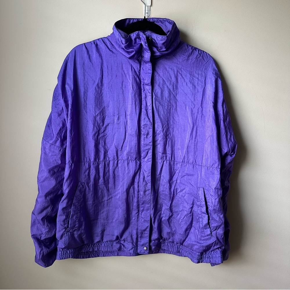 Vintage 90s Lavon Nylon Windbreaker Track Jacket Vibrant Purple  Large